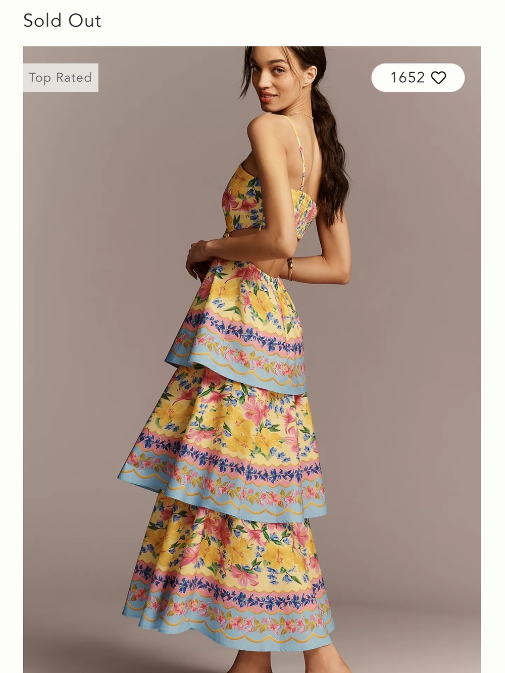 FARM Rio Yellow Floral Tiered Maxi Dress with Pink & Blue Accents - Picture 9 of 10
